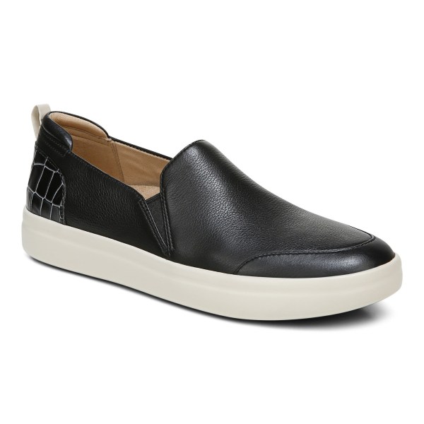 Vionic Trainers Ireland - Penelope Slip on Sneaker Black White - Womens Shoes Online | PSYRG-8572